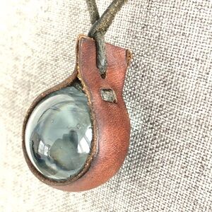 Brown Leather Pendant with Glass Orb